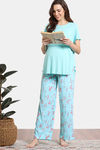 Zivame Maternity Venus Dreams Knit Poly Loungewear Bottom - Aruba Blue — thumbnail 4